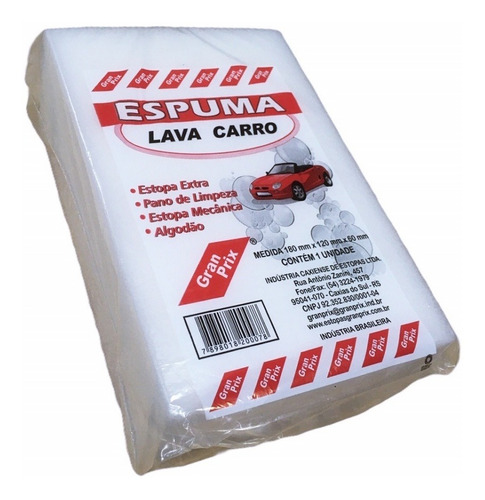 Esponja Lava Carro Branca Gran Prix 18x12x6cm