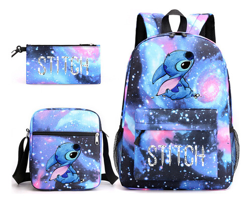 Mochila Lilo Y Stitch De Tres Piezas, Bolso For Estudiantes,