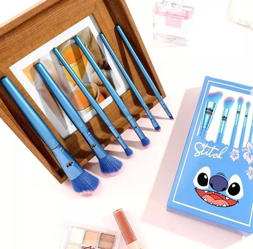 Juego de brochas de maquillaje Stitch, 6 piezas, brochas de maquillaje Stitch para moda y durabilidad