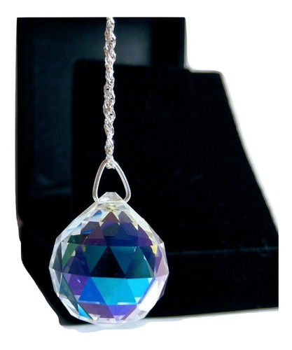 Colar Bola Cristal Swarovski Boreal Cura Feng Shui Em Prata