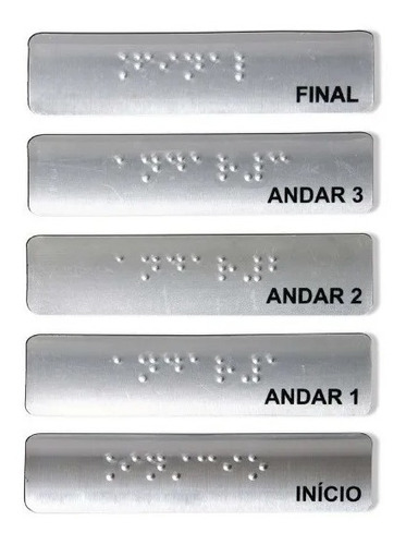 Placa Braille Para Corrimão Andares Inicio Final Andar