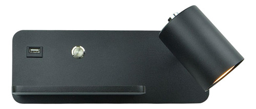 Luz De Pared Gu10 Con Puerto Usb Proyector De Negro Derecho