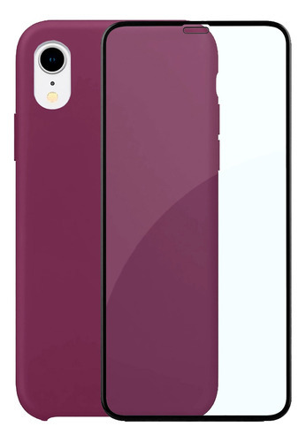 Capinha Silicone Aveludada Compatível iPhone XR + Película3d Cor Roxo