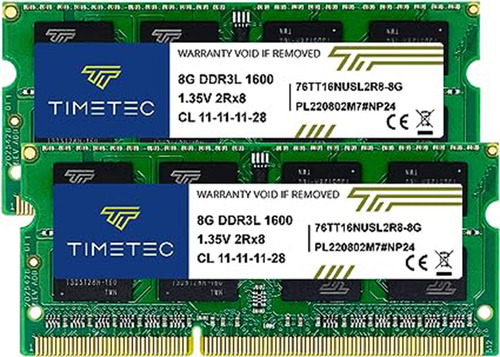 Memorias Ram Timetec, 16gb (2x8gb), Ddr3l, 1600mhz, Cl11