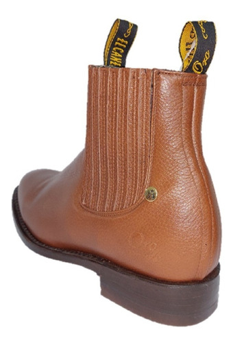 Botín Charro Canelo Oval Línea Oro Piel De Venado Color Miel