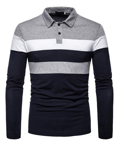 Camisa Polo Masculina Listrada De Lapela De Manga Comprar 