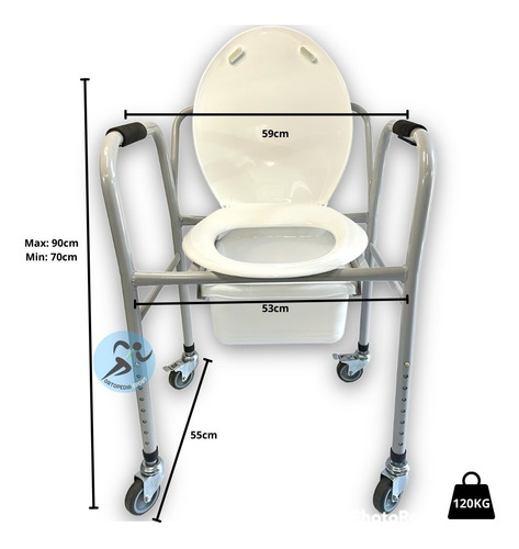 Silla Eleva Inodoro Portatil Asiento Ortopedico Ruedas Freno