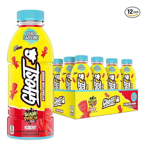 Ghost Hydratation, Sour Patch Bayas Rojas 500ml (12 Pack)