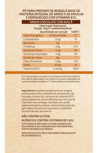 True Vegan Chocolate Com Avela 418g - Proteina Vegana