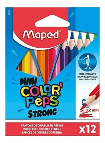 Lapices Maped Cortos X12 Colores Mini Strong 862812