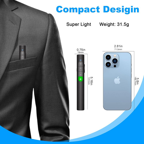 Presentador Inalámbrico Recargable Presentation Clicker -...