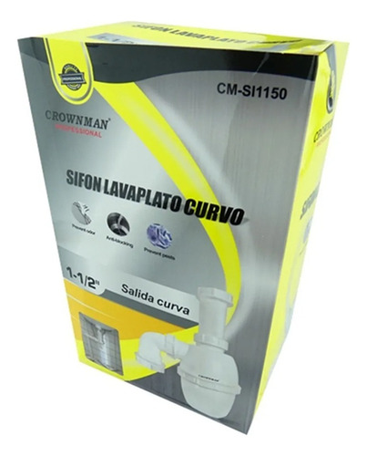 Sifón Lavaplatos Salida Curva 40mm Entrada 1 1/2 PuLG