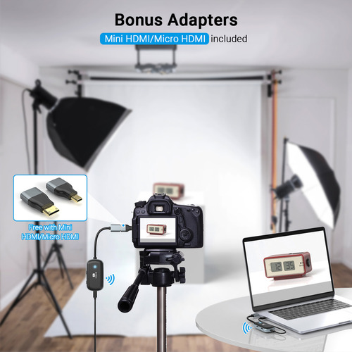 Jeswo Extensor HDMI Inalámbrico 30m Transmisor y Receptor HDMI 1080p con Kit Adaptador Mini HDMI y Micro HDMI para Latpops/ PC/ Proyector/ TV, Plug and Play