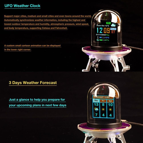 Geekmagic 3d Holograma Cube Display Digital Estación Reloj