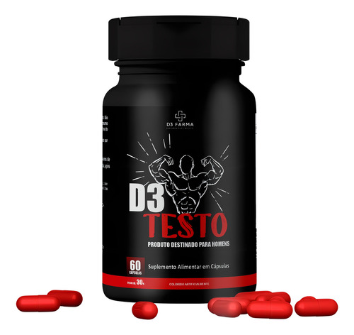 Pré Hormonal Testo D3 Feno Grego + Boro + Vitaminas 60caps Sabor Sem Sabor