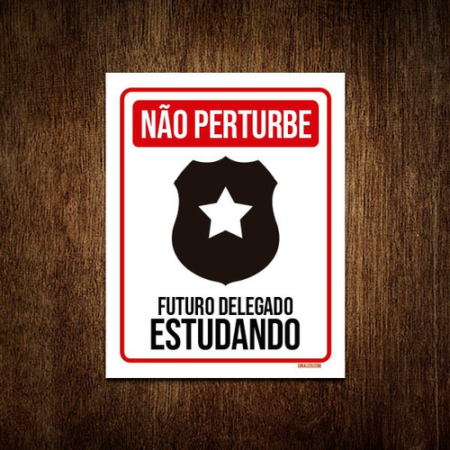 Placa Não Perturbe - Futuro Delegado Estudando 27x35