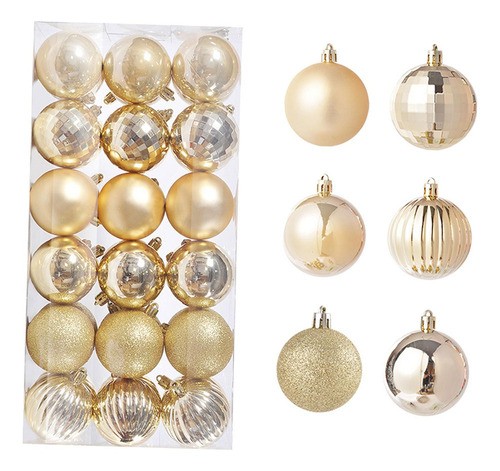 36 Bolas De Navidad, Adornos Para Árboles De 4cm Oro