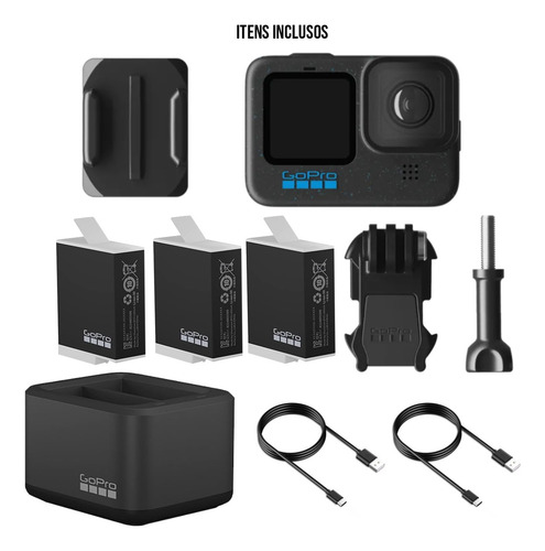 Gopro Hero 12 Black 3 Baterias Enduro + Carregador Duplo