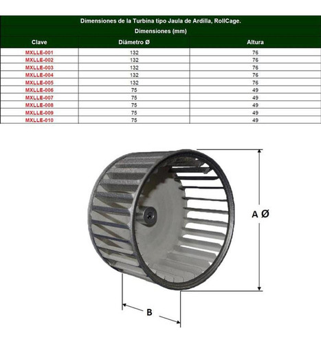 Rotor Jaula Ardilla Ventilación, Mxlle-002, 5 3/16 Ø, 3 Altu