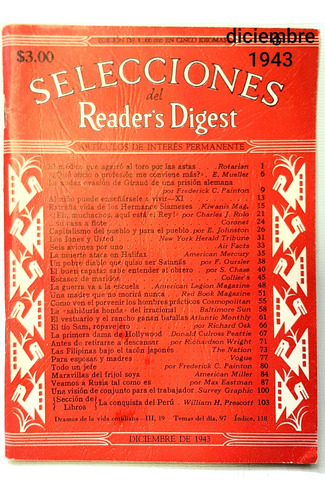 Revista Selecciones Reader's Digest Diciembre 1943,b /estado