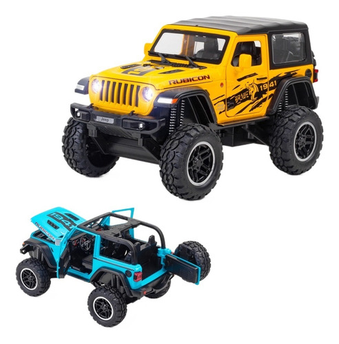 Jeep Wrangler Rubicon Miniatura Metal Coche Con Luz Y Sonido