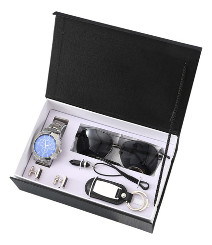 Caja Regalo Para Hombres Con Reloj+gafas De Sol+llavero,6pcs