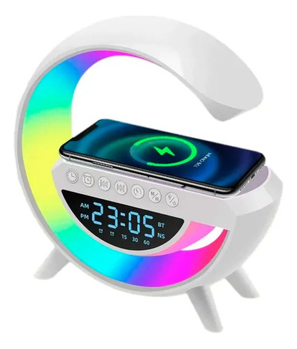 Parlante Bluetooth 3 En 1 Cargador Inalámbrico Lampara Reloj