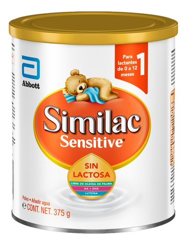 Leche de fórmula en polvo sin TACC Abbott Similac Sensitive sin Lactosa en lata de 1 de 375g - 0  a 12 meses