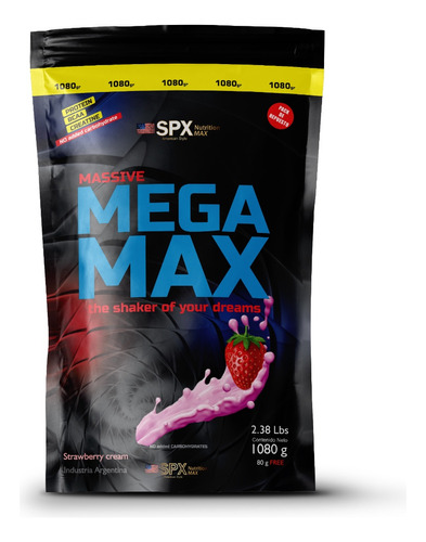 Spx Mega Max Super Concentrado Proteico Sabor Strawberry Cream Con Bcaa, Creatina Sachet 1080g