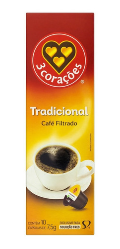  Café Tradicional Em Cápsula 3 Corações Sem Glúten 10 Un