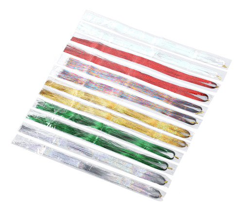 Kit Hair Tinsel Strand, 12 Peças De Extensões Coloridas E Br