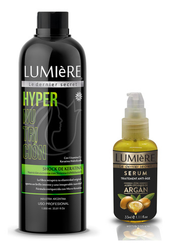 Keratina Espejo Brillo Nutricion 1 Lt + Serum Capilar Argan