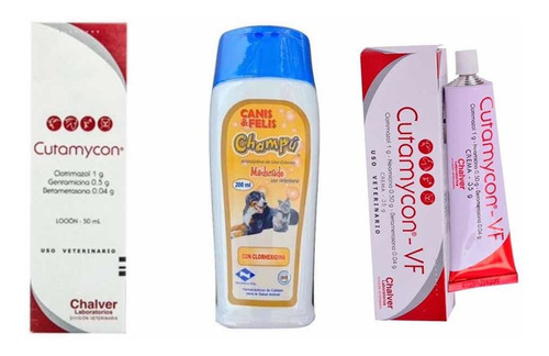 Kit Locion Cutamycon50ml+crema Cutamycon35g+shampoo Medicado