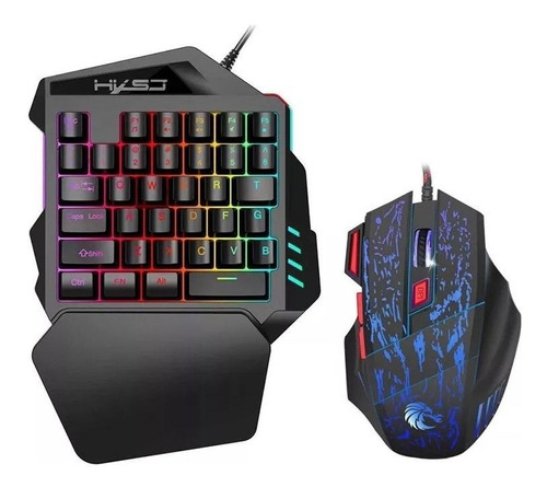 Kit de teclado y mouse gamer Hxsj J50 teclado negro, mouse negro y azul