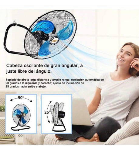 D&m Ventilador 18 Pulgadas Acero De Piso 3 En 1 Con 3 Aspas