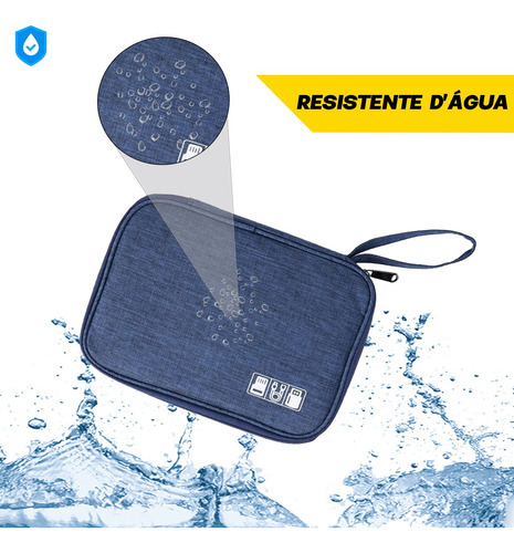 Case Bolsa Organizador Para Cabos E Acessórios Eletrônicos Cor Azul-claro