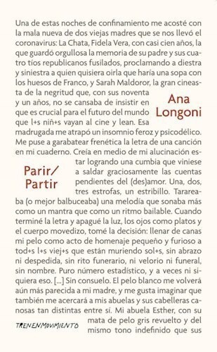 Parir / Partir - Longoni Ana (libro) - Nuevo