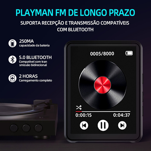 Mp4 Play Leitor De Mp3 E Mp4 Com Tela De 1,77'' Gn-406