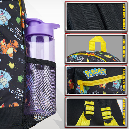 Mochila Escolar Pikachu Eevee Pokeball Para Niños Y Adolesce