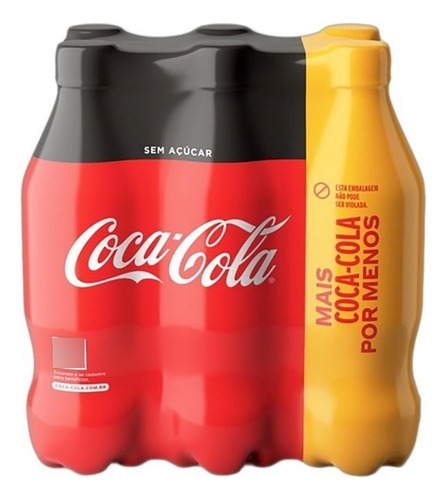 Combo Coca Cola Zero 600ml Sem Açucar 6 Unidades