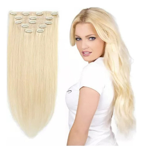 Tela De Cabello Humano Rubio Liso, 60 Cm, 70 G, Mega Hair