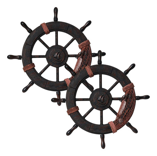 Timones De Pared, Mxdda-002, 2pzas, 45cmø, Grosor 1.5cm, Tim Ruedas Marrón oscuro
