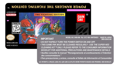 Jogo Power Rangers The Fighting Edition Para Snes