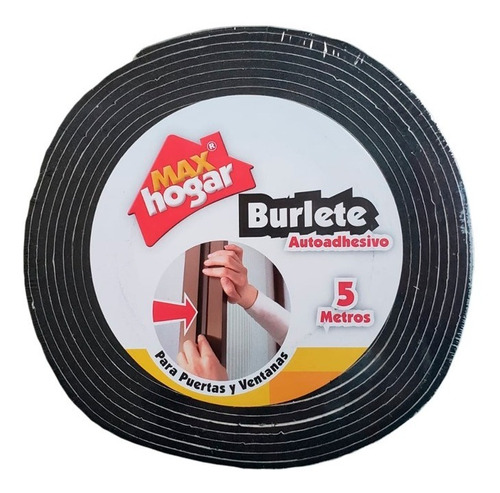 Burlete Para Puertas Y Ventanas 12.5x5mts Max Hogar - Negro