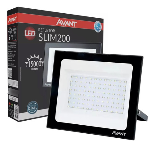 Refletor Avant Led Slim 200w Branco Frio 6500k Holofote