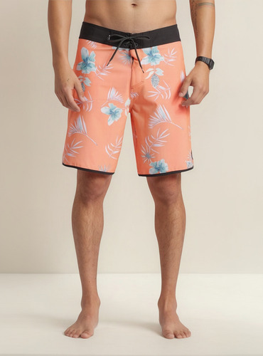 Short Quiksilver Hombre Caballero Playa Surfsilk Naranja