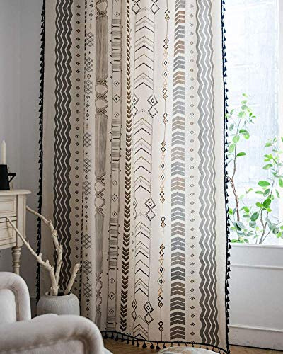 Cortinas Boho Colorbird 2 Paneles De 84 Pulgadas Cortina Geo