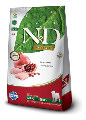 N&d Prime Canine Adulto Maxi Breed Pollo Y Granada 10.1 Kg