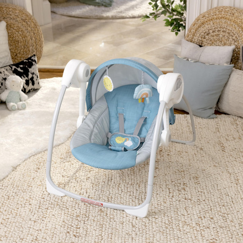 Columpio Portátil Con Toldo Y Asiento Reclinable Gris Unisex