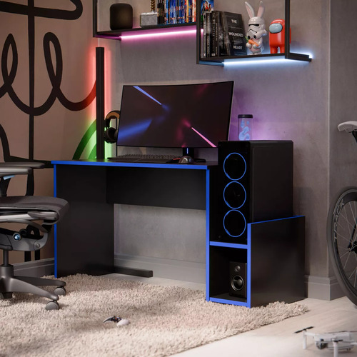 Mesa Escrivaninha Gamer Mazon Para Pc E Computador Com Espaço Para Gabinete Cor Azul